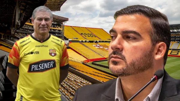 Ariel Holan y Antonio Álvarez en el Estadio Monumental (Foto tomada de: Primicias/Barcelona SC/Extra)