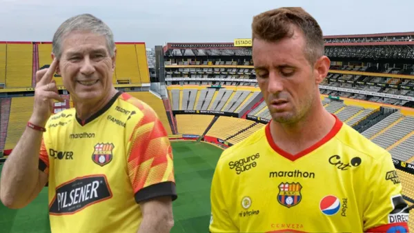 Ariel Holan y Damián Díaz en el Estadio Monumental (Foto tomada de: Extra/Barcelona SC/API)