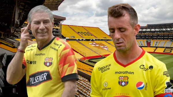 Ariel Holan y Damián Díaz en el Estadio Monumental (Foto tomada de: Primicias/Barcelona SC/API)