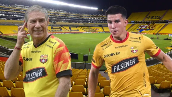 Ariel Holan y Fernando Gaibor en el Estadio Monumental (Foto tomada de: La Hora/Barcelona SC/API)