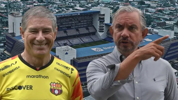 Ariel Holan y José Pileggi en el Estadio Capwell (Foto tomada de: Wikipedia/API/Emelec)