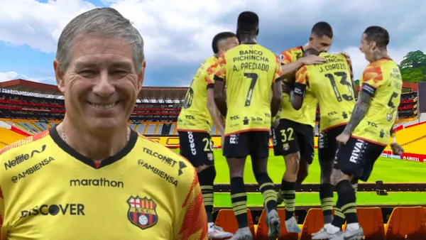 Ariel Holan y jugadores de Barcelona SC (Foto tomada de: Barcelona SC/API)