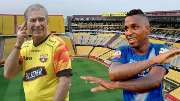 Ariel Holan y Miller Bolaños en el Estadio Monumental (Foto tomada de: Extra/API/Barcelona SC)