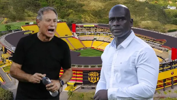 Ariel Holan y Segundo Alejandro Castillo (Foto tomada de: Barcelona SC/Segundo Alejandro Castillo/API)