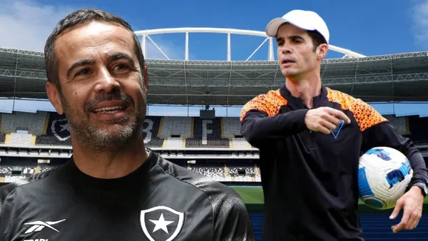 Artur Jorge y Josep Alcácer en el Estadio Olímpico Nilton Santos(Foto tomada de: Doble Amarilla/Botafogo/Liga de Quito)