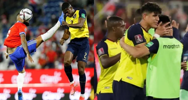 Arturo Vidal se pasó de revoluciones y golpeó con su pie a Félix Torres. Alexander Domínguez salió a reclamarle con todo airado pero el chileno no respondió porque estaba atónito ante la decisión