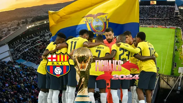 Bandera de Ecuador, jugadores de la Selección de Ecuador, Copa del Mundo. Foto tomada de: Depor/La Tri/El Universo