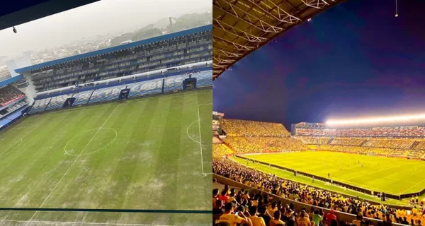 Barcelona SC dejó ver como luce su cancha, mientras la de Emelec lució como potrero