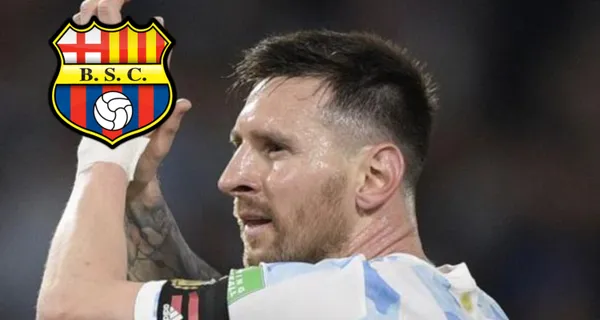 Barcelona SC no desaprovechó la oportunidad de la estancia de Lionel Messi y le dio de regalo una camiseta, para convencerlo de venir a la Noche Amarilla
