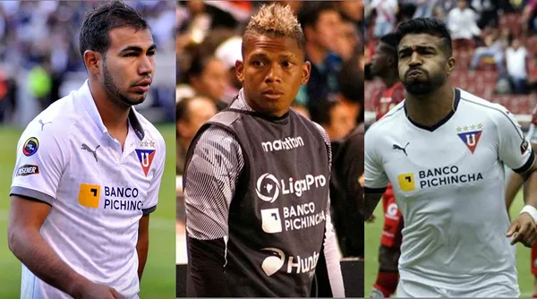 Billy Arce anotó un golazo en el pasado entrenamiento de Liga de Quito y dos de sus compañeros lo felicitaron