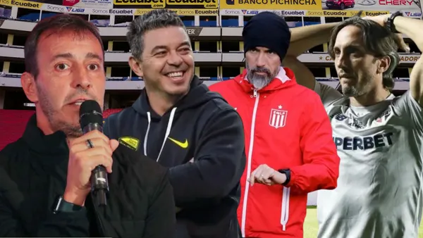 Bocha Batista, Luis Zubeldía, Eduardo Domínguez y Marcelo Gallardo (Foto tomada de: Liga de Quito/Bocha Batista/Luis Zubeldía/Eduardo Domínguez/Marcelo Gallardo)