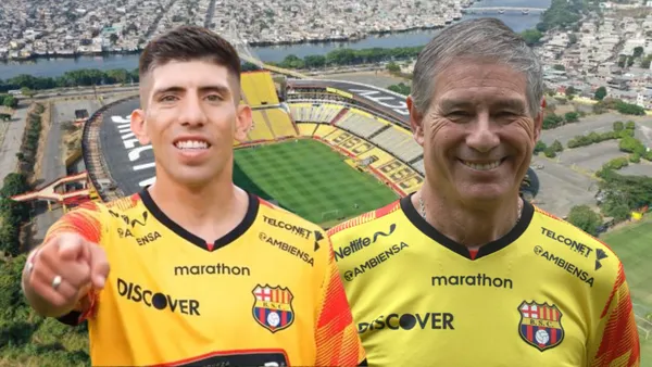 Braian Oyola y Ariel Holan (Foto tomada de: Barcelona SC/API)