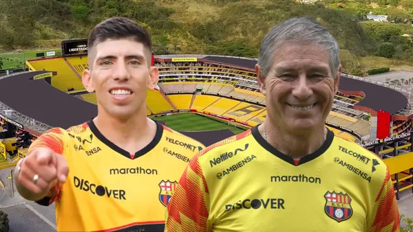 Braian Oyola y Ariel Holan (Foto tomada de: Barcelona SC/API)