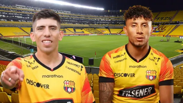 Braian Oyola y Joao Rojas en el Estadio Monumental (Foto tomada de: La Hora/Barcelona SC)