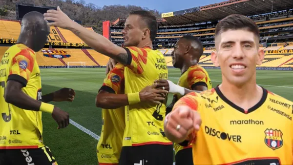 Braian Oyola y jugadores de Barcelona SC (Foto tomada de: Barcelona SC/API)