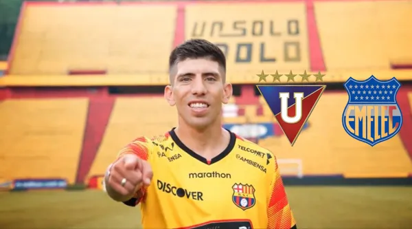 Brian Oyola feliz con la camiseta del Barcelona SC. FOTO: Studio Fútbol