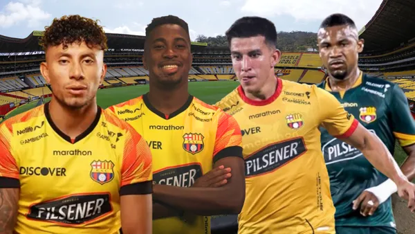 Bryan Carabalí, Dixon Arroyo, Fernando Gaibor y Joao Rojas (Foto tomada de: API/Barcelona SC/Dixon Arroyo)