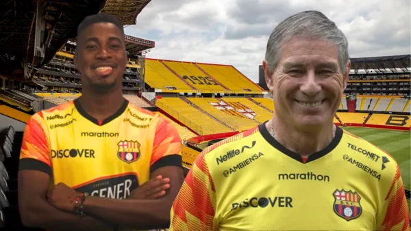 Bryan Carabalí y Ariel Holan (Foto tomada de: Primicias/Barcelona SC/API)