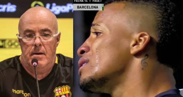 Byron Castillo no aguandó la presión y pidió que lo cambiaran en el cotejo Barcelona SC ante Aucas