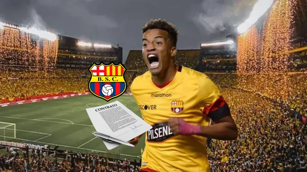 Byron Castillo, escudo BSC. Foto tomada de: Ecuavisa/Barcelona SC