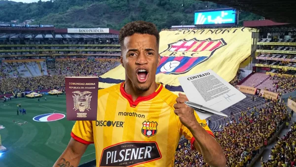 Byron Castillo, pasaporte, logo Liga Pro. Foto tomada de: Diario Extra/BSC/Liga Pro