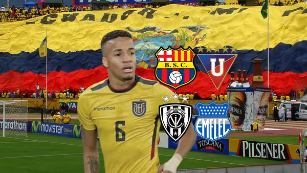 Byron Castillo viendo, escudos equipos ecuatorianos. Foto tomada de: PES Logos/Ecuavisa