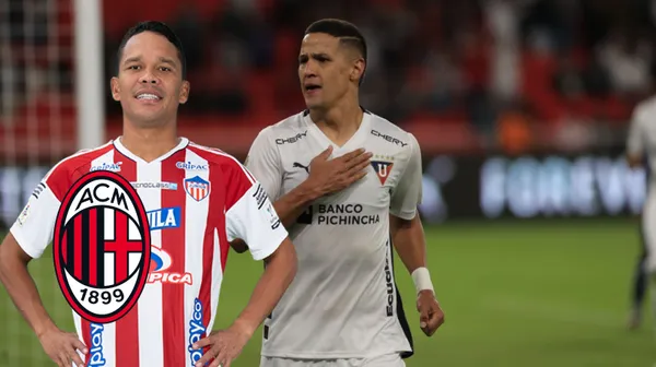 Carlos Bacca con la camiseta de Junior, mientras que Alex Arce aparece con la mica de Liga de Quito. FOTO: ESPN