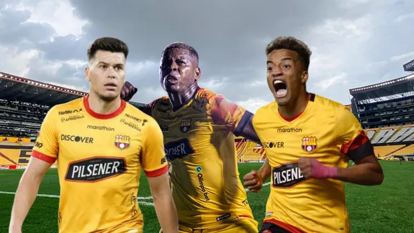 Carlos Rodríguez asombrado, Gabriel Cortez enojado, Byron Castillo gritando. Foto tomada de: Barcelona SC