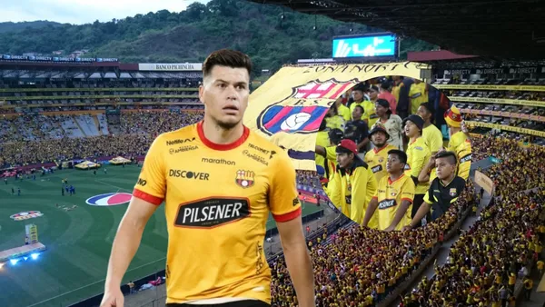 Carlos Rodríguez en el estadio Monumental y la hinchada de Barcelona SC