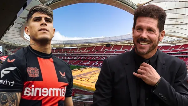 Cholo Simeone y Piero Hincapié en el Estadio Metropolitano (Foto tomada de: Wikipedia/ESPN/Goal)