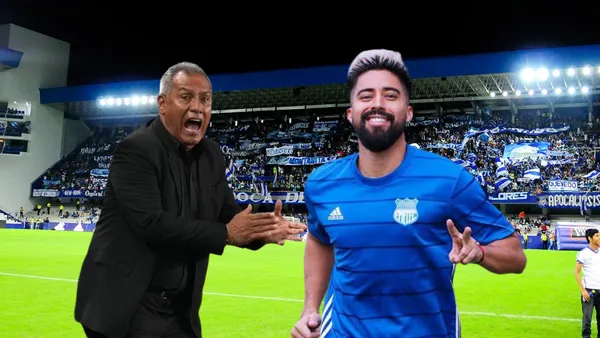 Christian Noboa y el Dt de Emelec Hernán Torres
