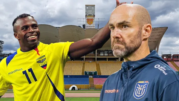 Chucho Benítez y Félix Sánchez en el Estadio Olímpico Atahualpa (Foto tomada de: Primicias/Conmebol/FEF)