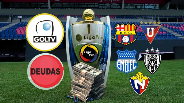 Clubes de la Liga Pro a los que les deben dinero por derechos de GolTV. Foto tomada de: El Comercio/Pes Logos/Debt.com