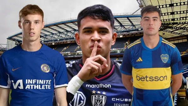 Cole Palmer, Aaron Anselmino y Kendry Páez (Foto tomada de: Wikipedia/API/Chelsea/Boca Juniors)