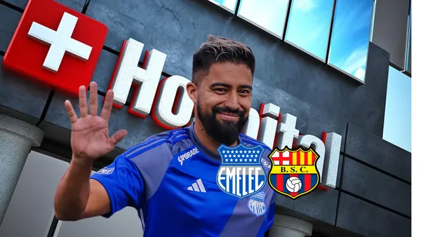 Cristhian Noboa, Hospital, escudos Emelec y BSC. Foto tomada de: Segurity Magazine