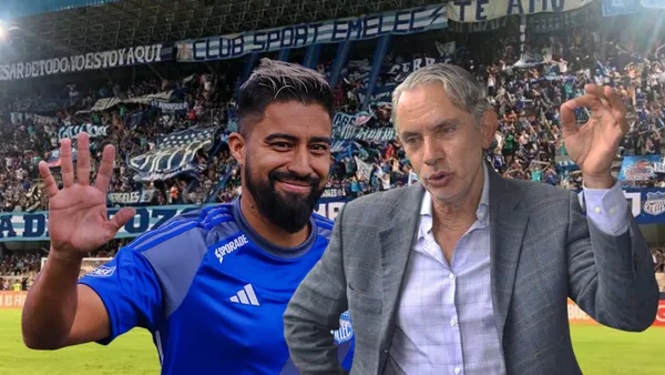 Cristhian Noboa saludando, José Pileggi hablando. Foto tomada de: El Universo/Emelec