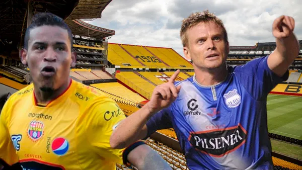 Cristian Nasuti y Michael Arroyo en el Estadio Monumental (Foto tomada de: Primicias/Barceloan SC/Emelec)