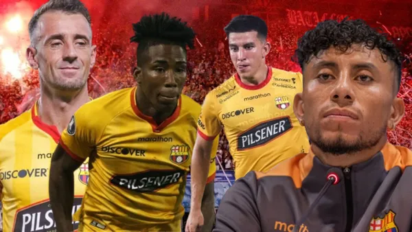 Damián Díaz, Adonis Preciado, Fernando Gaibor y Joao Rojas en la Boca del Pozo (Foto tomada de: Wikipedia/API/Barcelona SC)