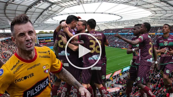 Damián Díaz enojado, festejo jugadores Mushuc Runa. Foto tomada de: API/Barcelona SC