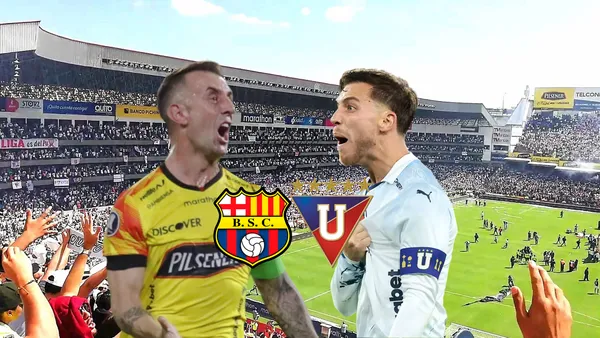 Damián Díaz, Ezequiel Piovi. Foto tomada de: Liga de Quito/Barcelona SC/Pes Logos