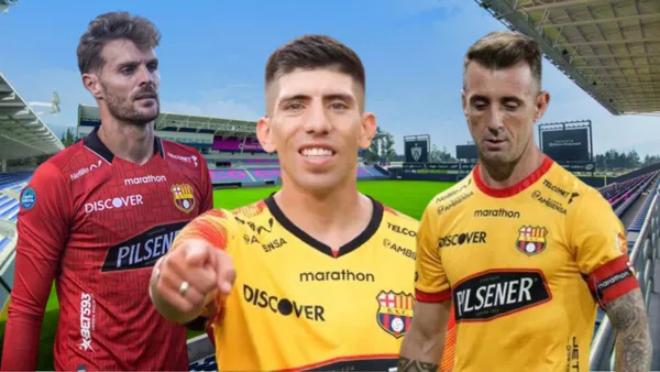 Damián Díaz, Javier Burrai y Braian Oyola (Foto tomada de: Independiente del Valle/API/Barcelona SC)