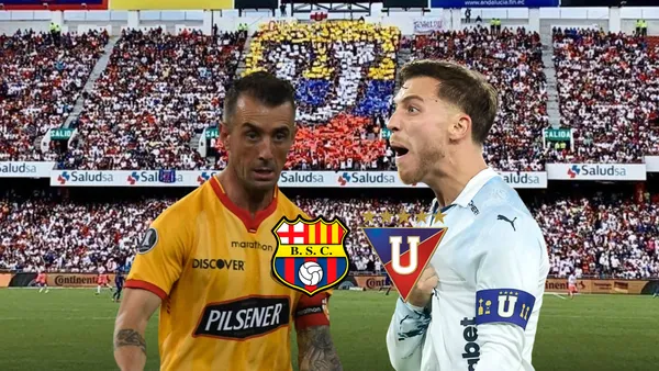 Damián Díaz preocupado, Ezequiel Piovi gritando. Foto tomada de: BSC/LDU