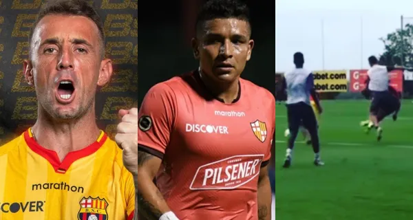 Damián Díaz se toma en serio hasta los entrenamientos y a Mario Pineida no lo perdonó. Le lanzó una patada que lo dejó tendido en el gramado