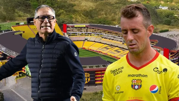 Damián Díaz y Ariel Holan en el Estadio Monumental (Foto tomada de: El Comercio/Primicias/API)
