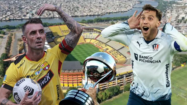 Damián Díaz y Ezequiel Piovi en el Estadio Monumental (Foto tomada de: Liga de Quito/ESPN/API)