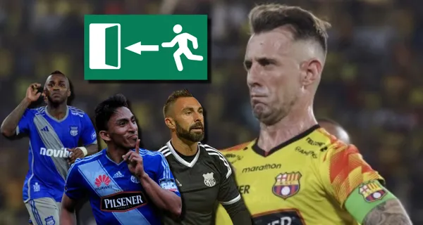 Damián Díaz y jugadores de Emelec / Foto: API