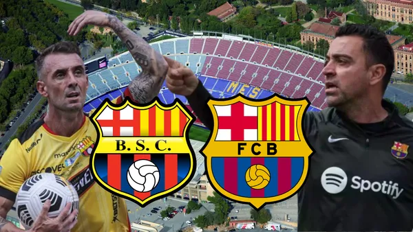 Damián Díaz y Xavi Hernández en el Camp Nou (Foto tomada de: FC Barcelona/API/Notíces