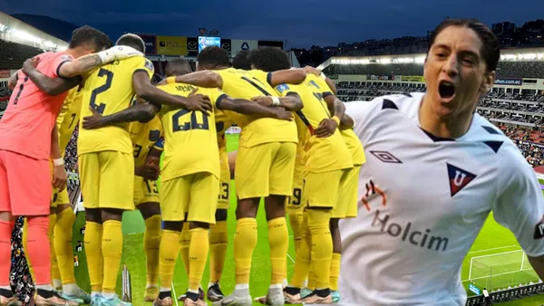 Damián Manso y la selección ecuatoriana en el Estadio Rodrigo Paz (Foto tomada de: Primicias/Liga de Quito/EFE)