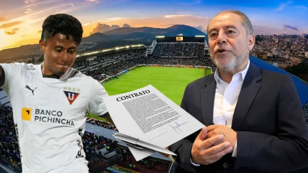 Daykol Romero e Isaac Álvarez en el Estadio Rodrigo Paz (Foto tomada de: Liga de Quito/API/T4 Franquicias)