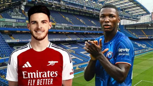 Declan Rice y Moisés Caicedo (Foto tomada de: Stadium/Chelsea/Arsenal)